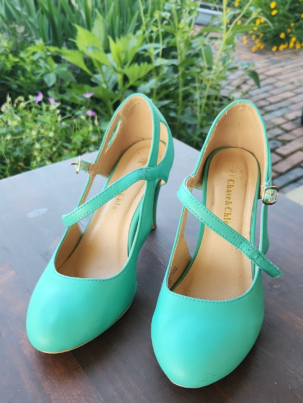 Chase + Chloe Blue Mary Jane Heels
